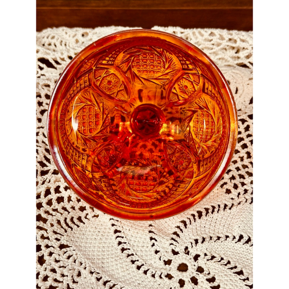 Vintage Indiana Carnival Glass Heirloom Series Sunset Red Butter Dish 1970s - Picture 10 of 12